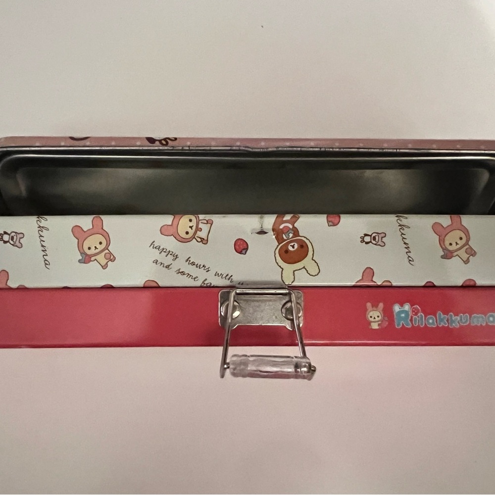 Cute Rilakkuma Bear Metal Tin Double Pencil Case Cute Pen Box School Stationary - Picture 6 of 10